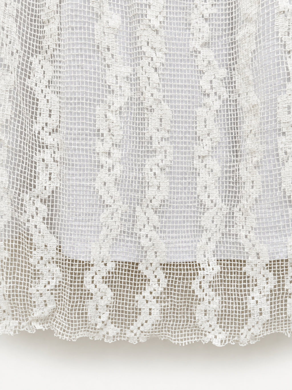 Close-up of openwork floral cotton and skirt hem