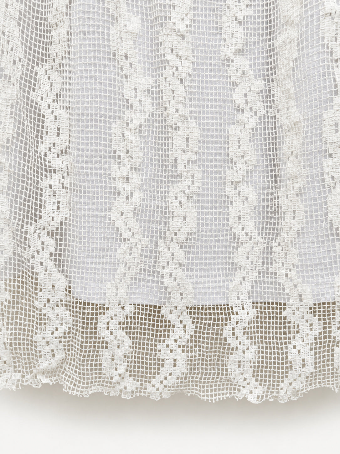 Close-up of openwork floral cotton and skirt hem