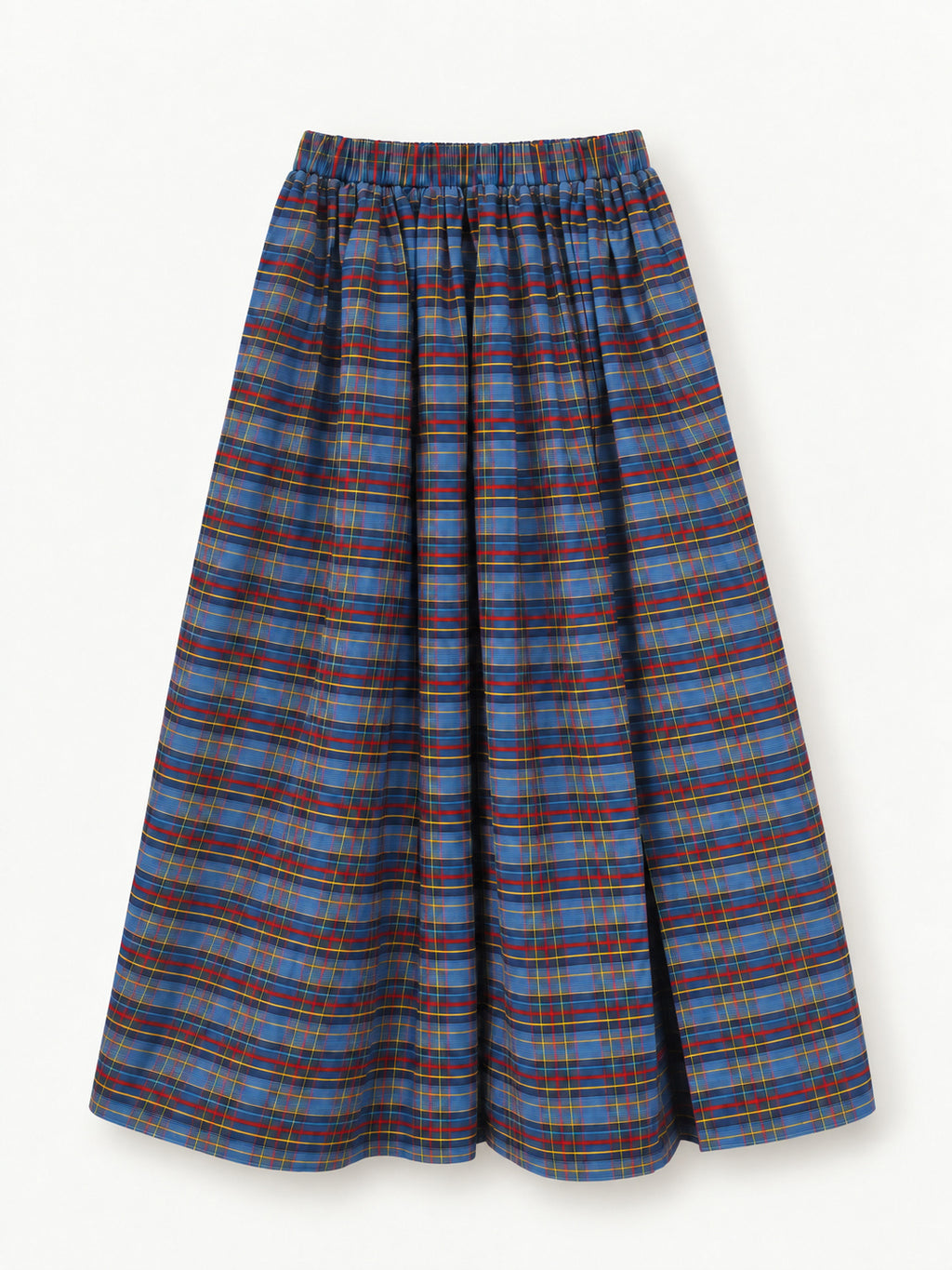 After School skirt — blue checks with red and yellow lines