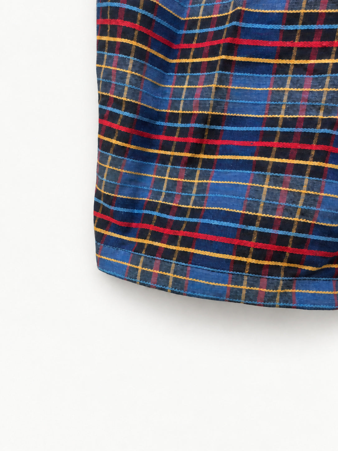 After School skirt — elastic waistband, checked fabric and patterned pocket details