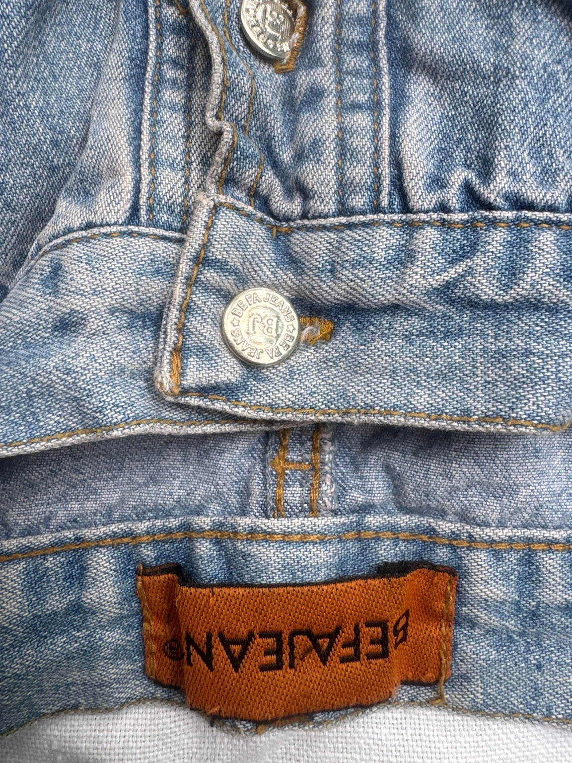 Original BEFAJEAN brand label and BEFA JEANS engraved button