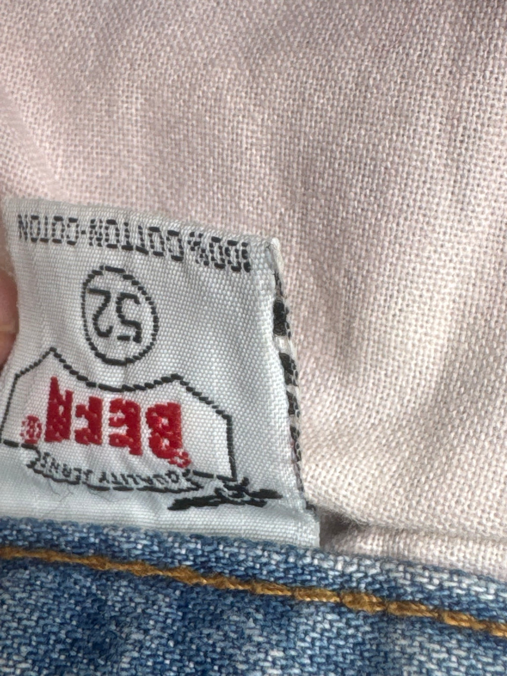 Original BEFA label stating size 52 and 100% cotton