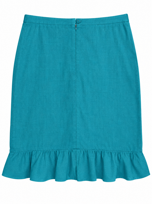 Turquoise Bexleys Woman skirt, back with button and zipper