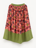 Coral and Olive Skirt — full front view