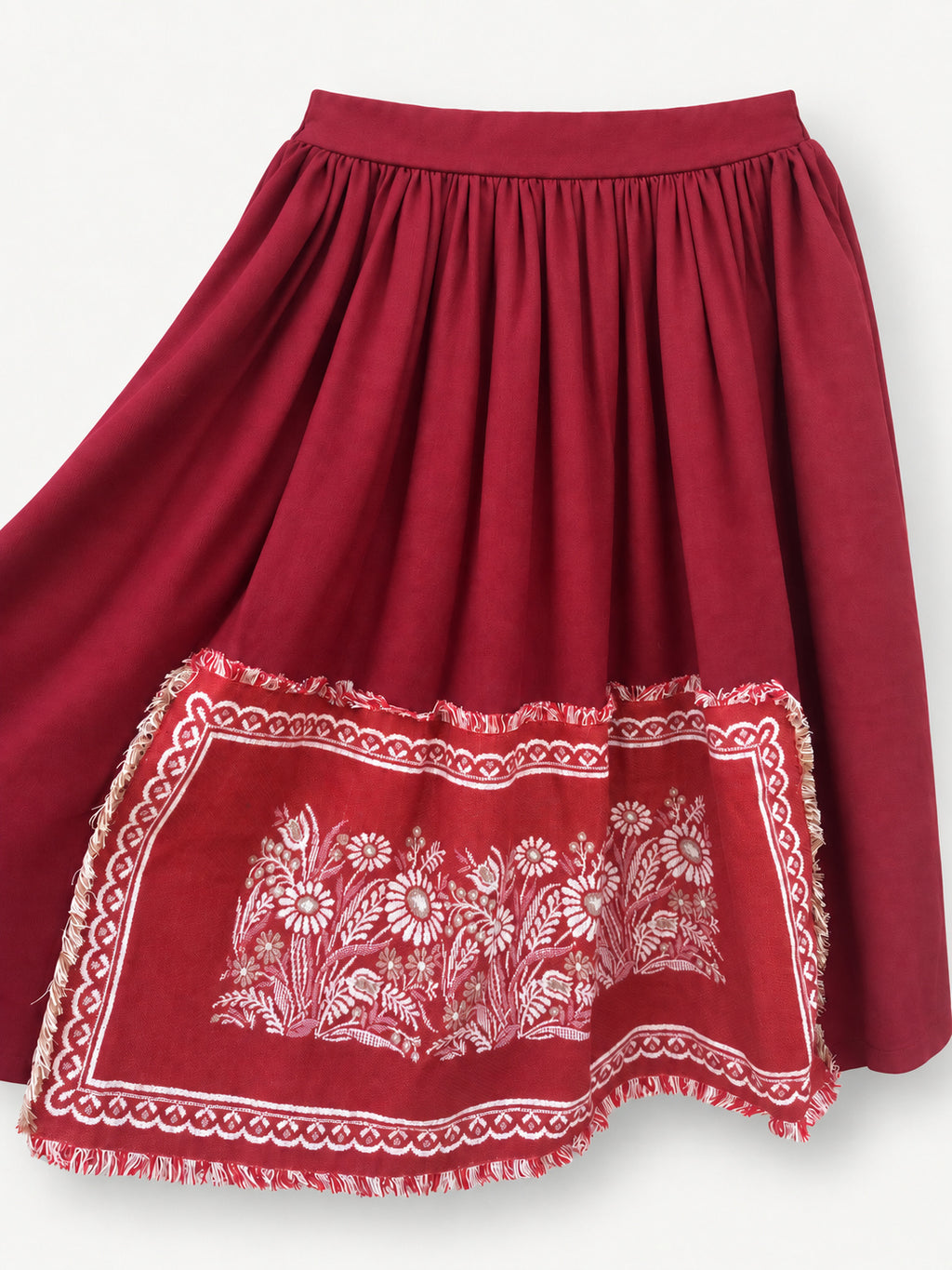 Daisies from Cologne skirt — fabric, napkin panel, waistband and pocket details