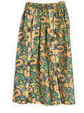 Green paisley and eye-print skirt — full view