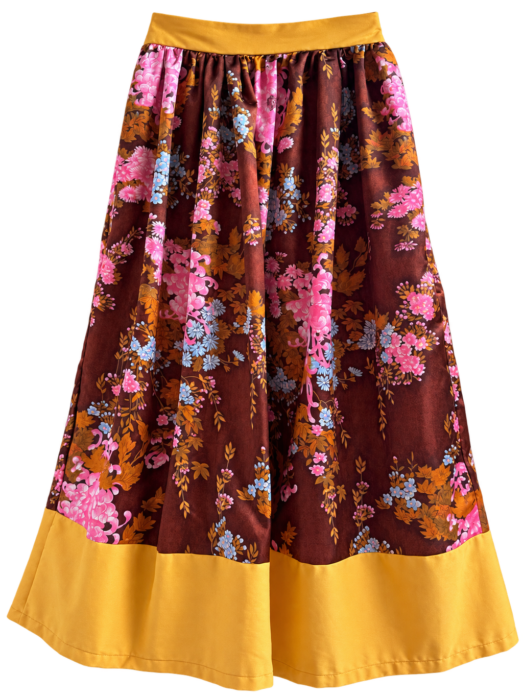 Full floral silk skirt