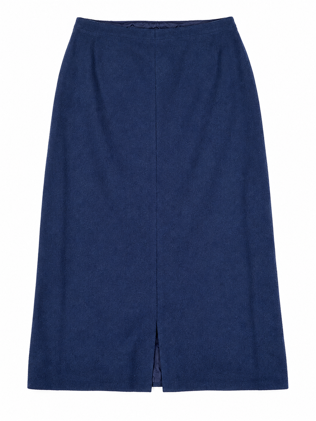 Blue Hans Erres wool skirt back on white