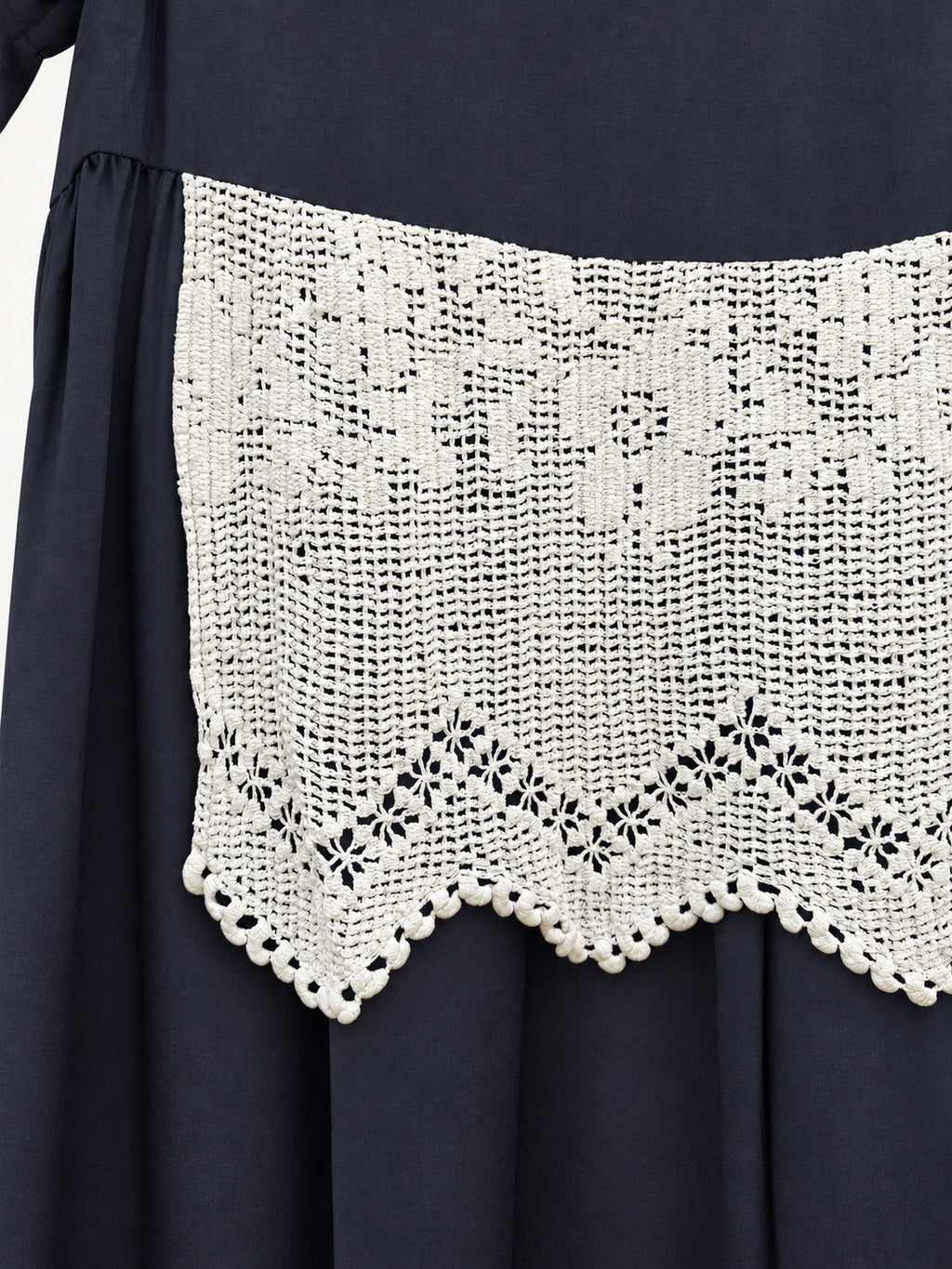 Midnight Lace Dress — fabric and crochet detail