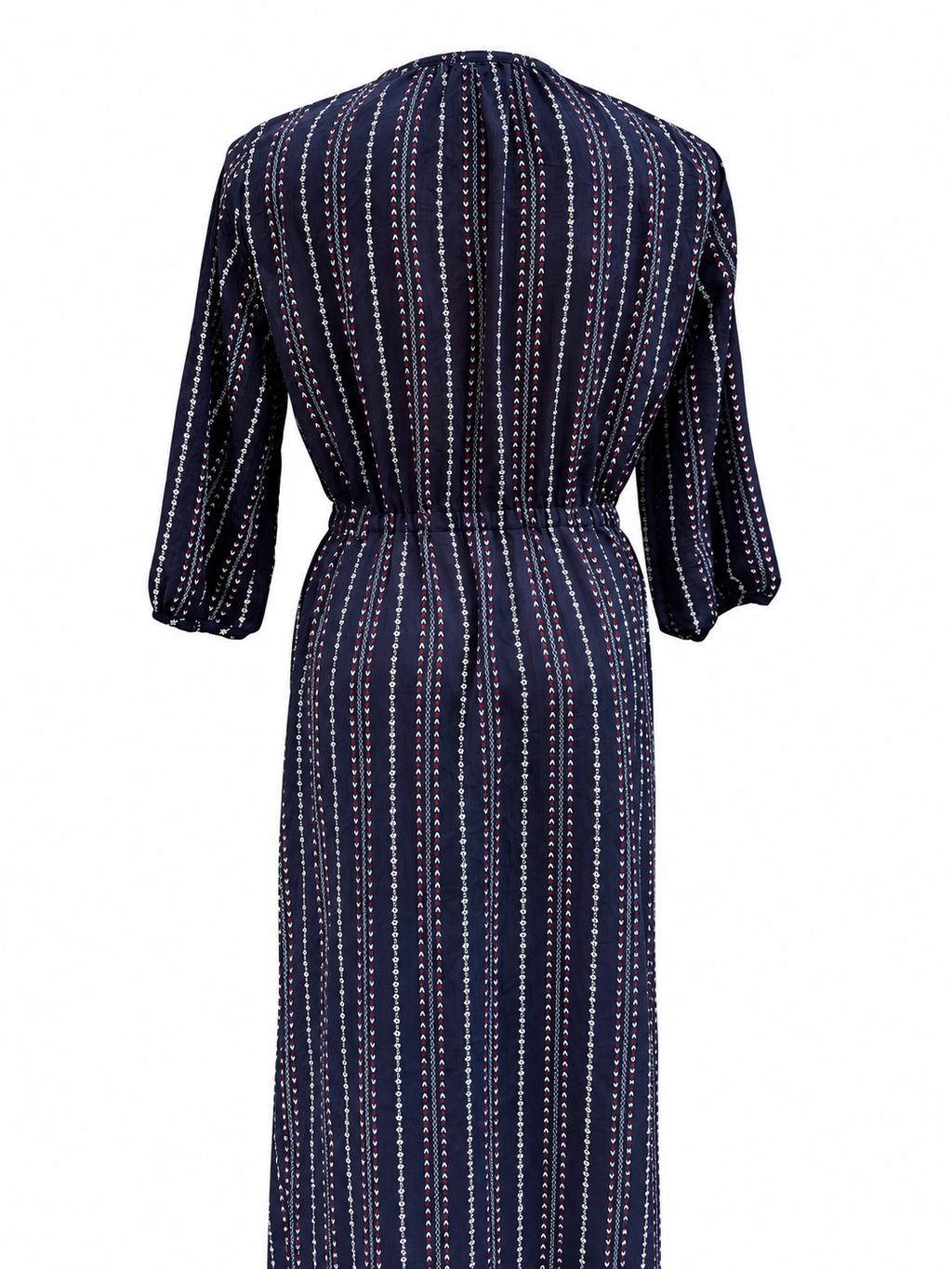 Navy Floral Stripe Vintage Dress — Back