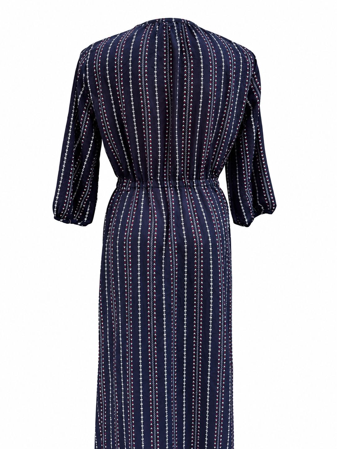 Navy Floral Stripe Vintage Dress — Back