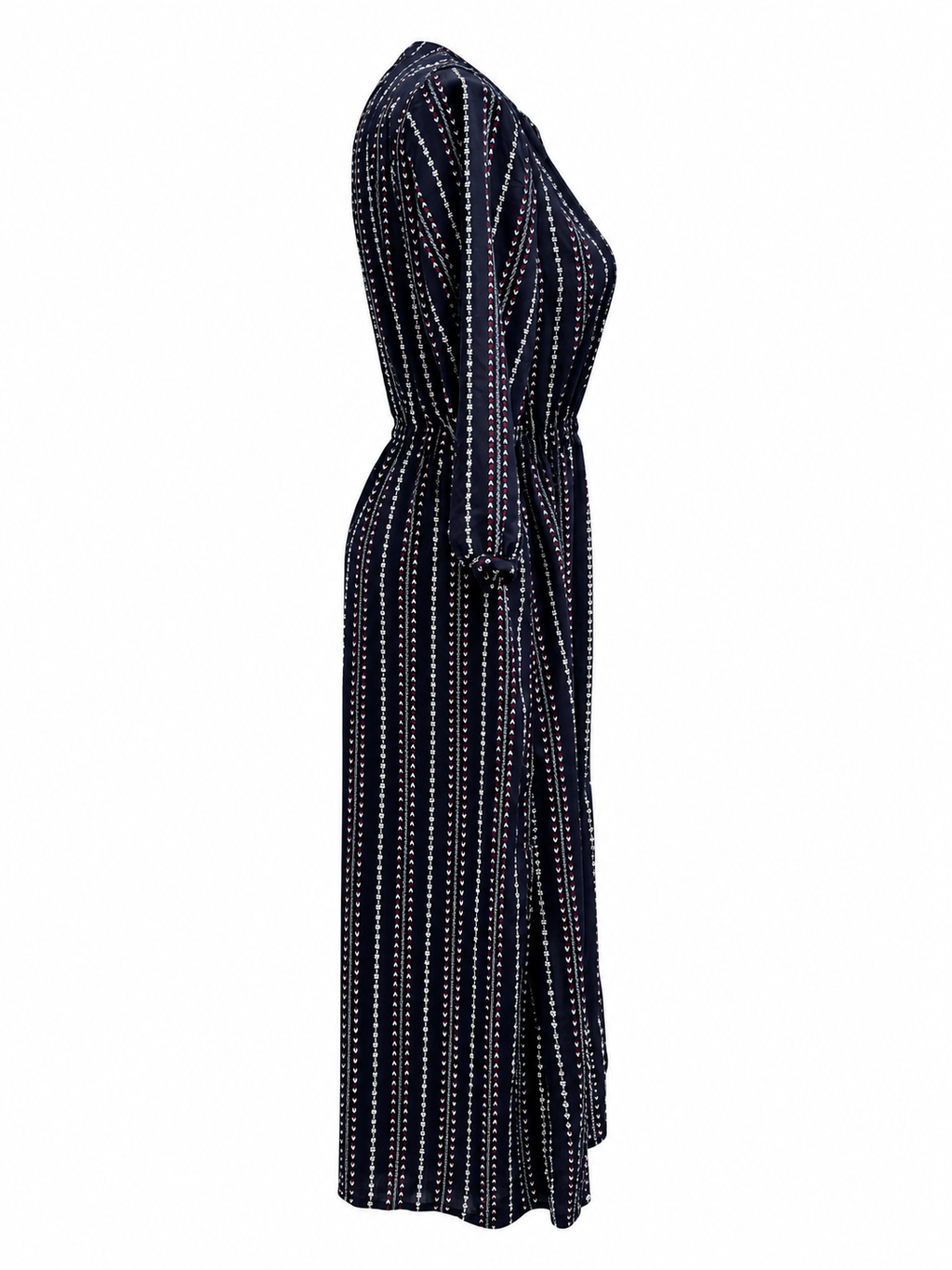Navy Floral Stripe Vintage Dress — Side