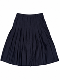 Navy pleated wool skirt on white