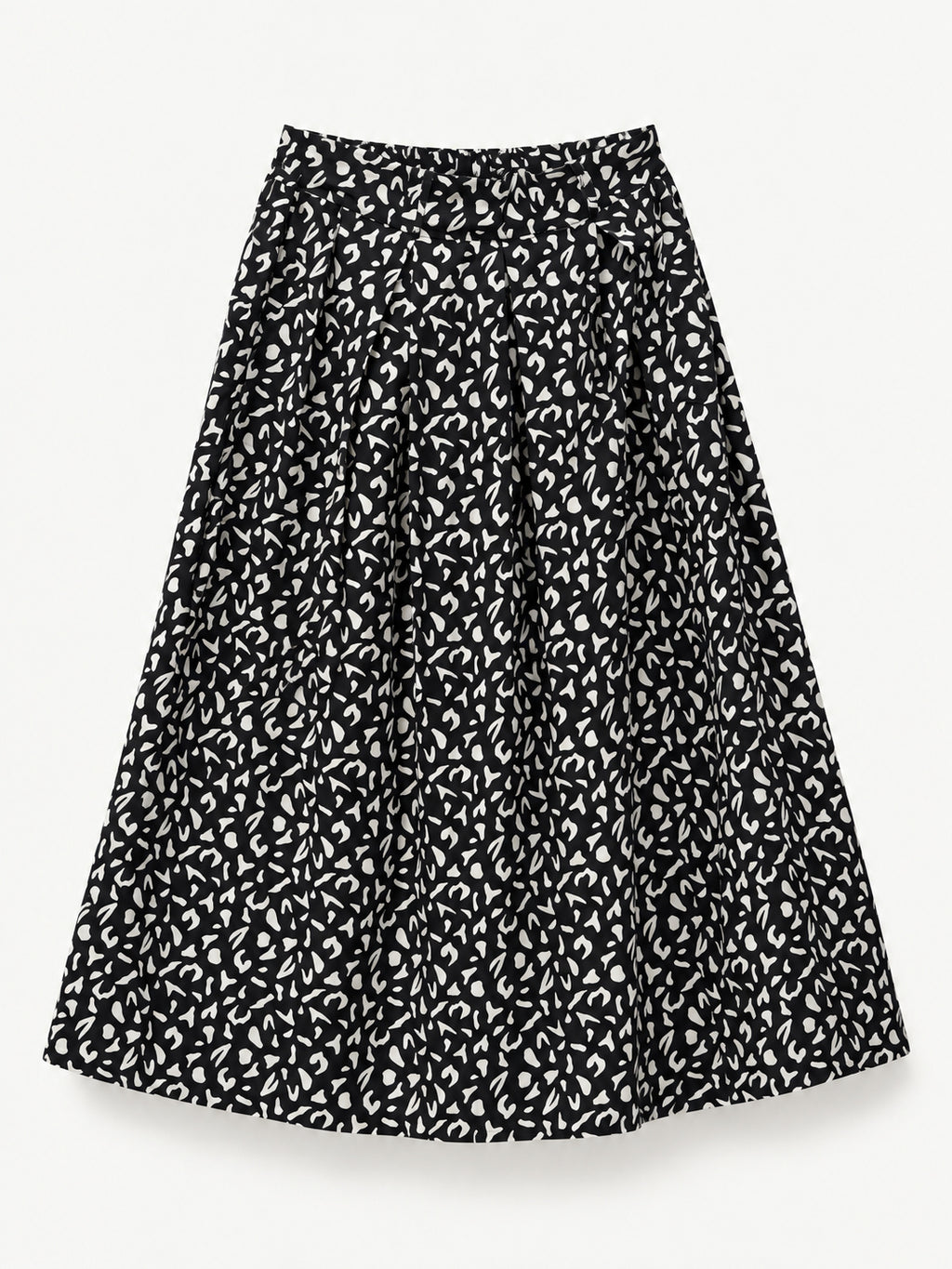 Black cotton skirt with an abstract white print