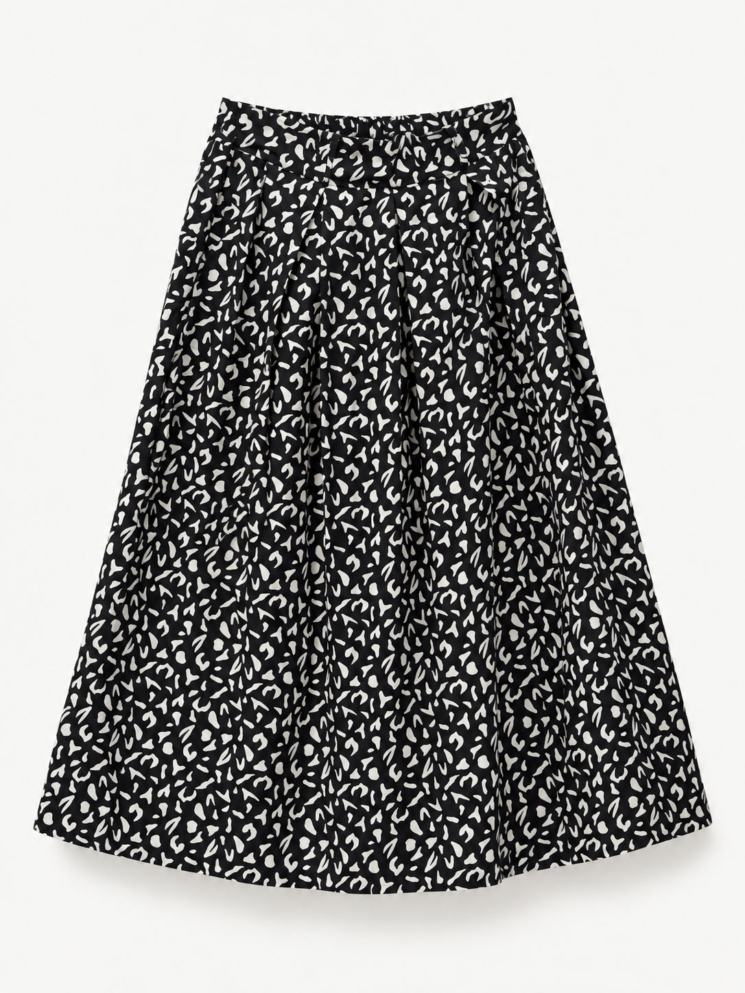 Black cotton skirt with an abstract white print