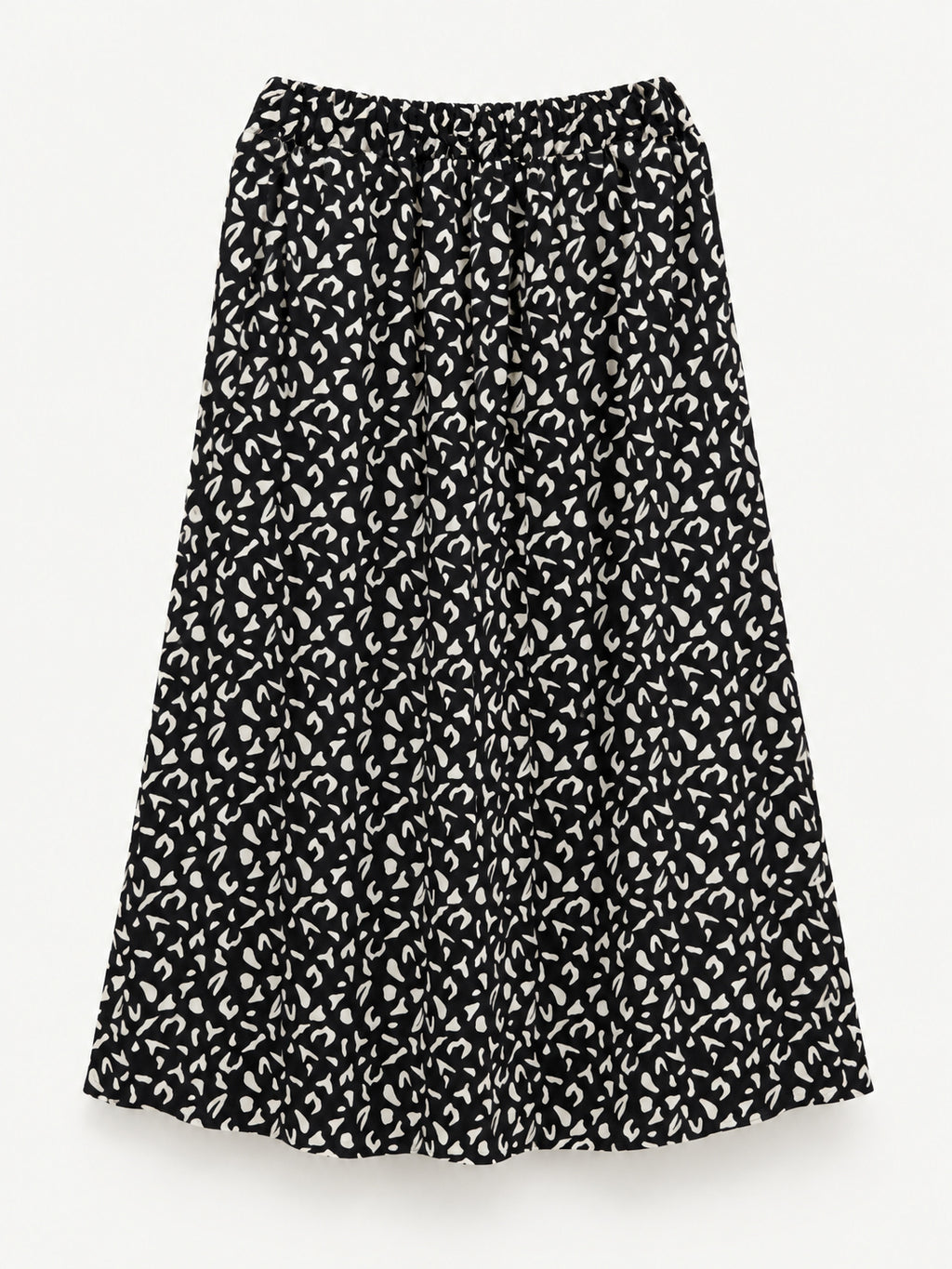 Black cotton skirt with an abstract white print