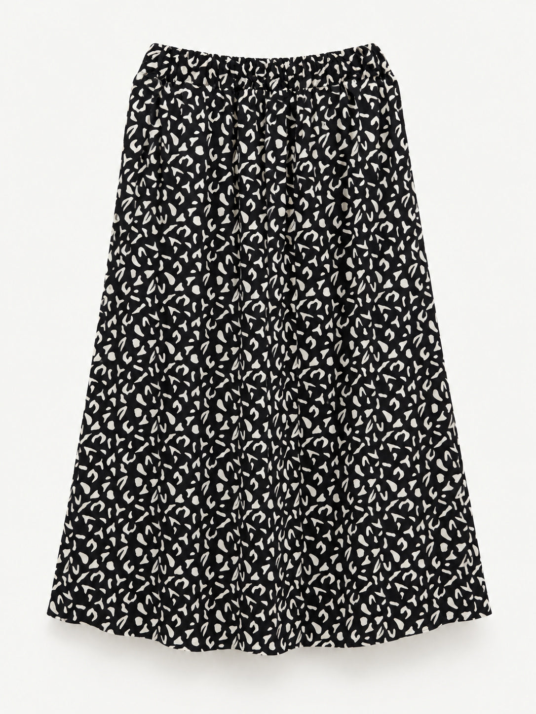 Black cotton skirt with an abstract white print