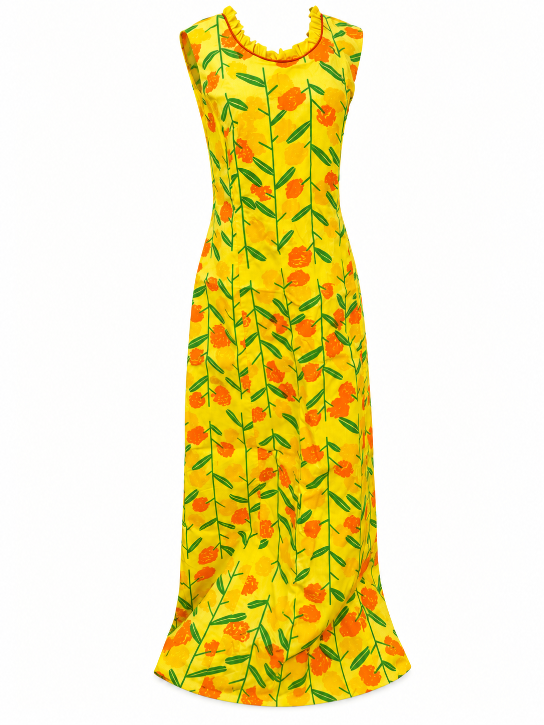 The Vested Gentress yellow floral maxi dress, front