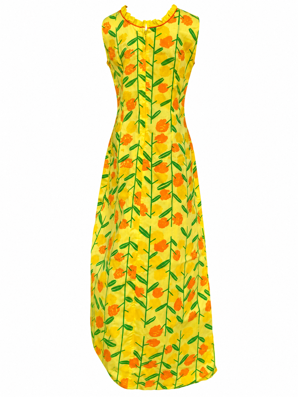 The Vested Gentress yellow floral maxi dress — Back view