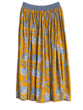 Mustard floral skirt with grey waistband