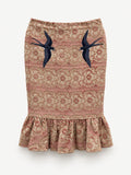 Swallows at Dusk Skirt — full garment view