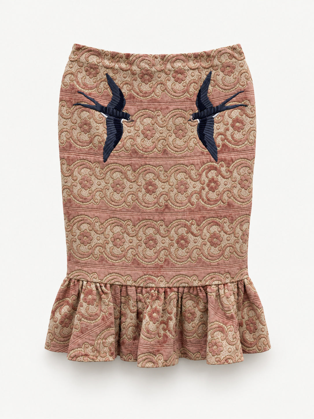 Swallows at Dusk Skirt — full garment view