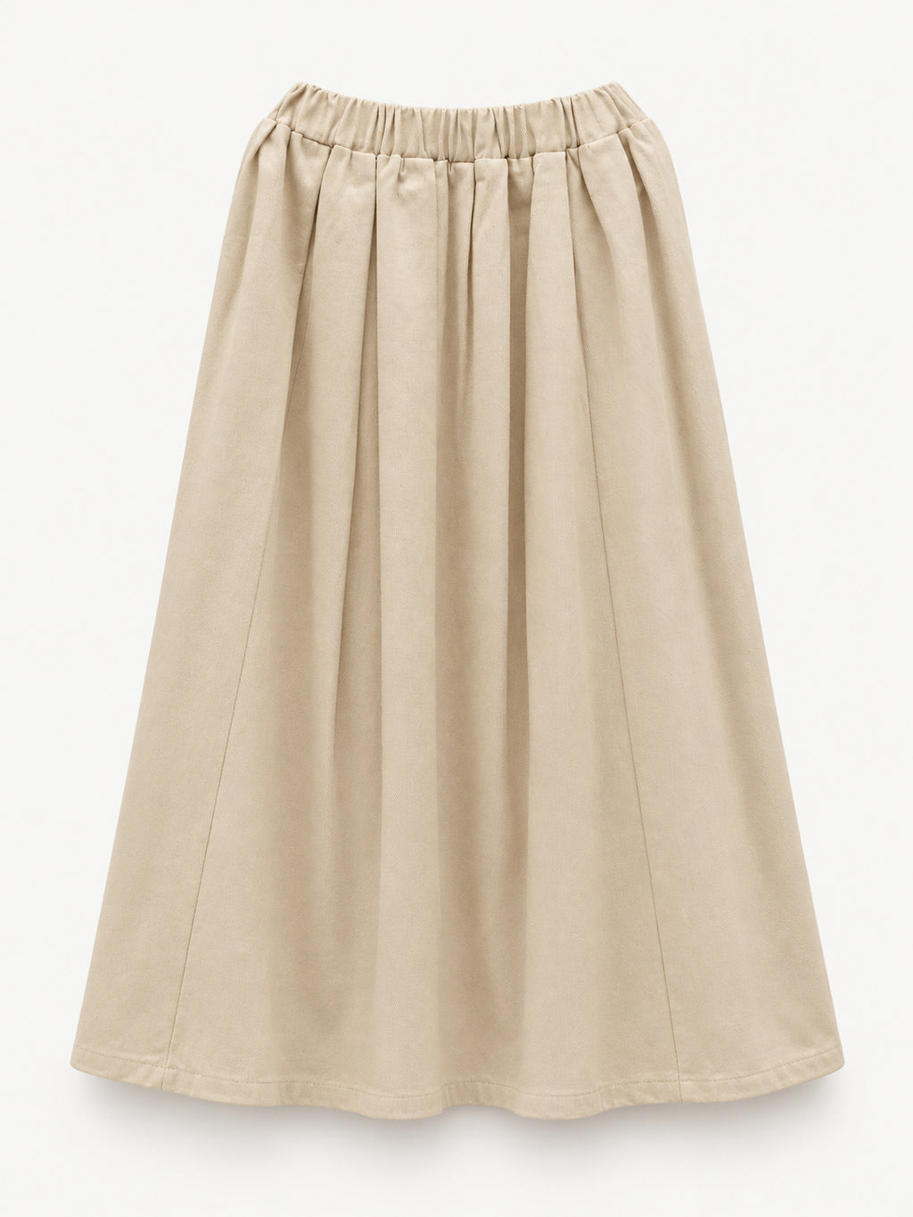 Full back view of cream winter skirt