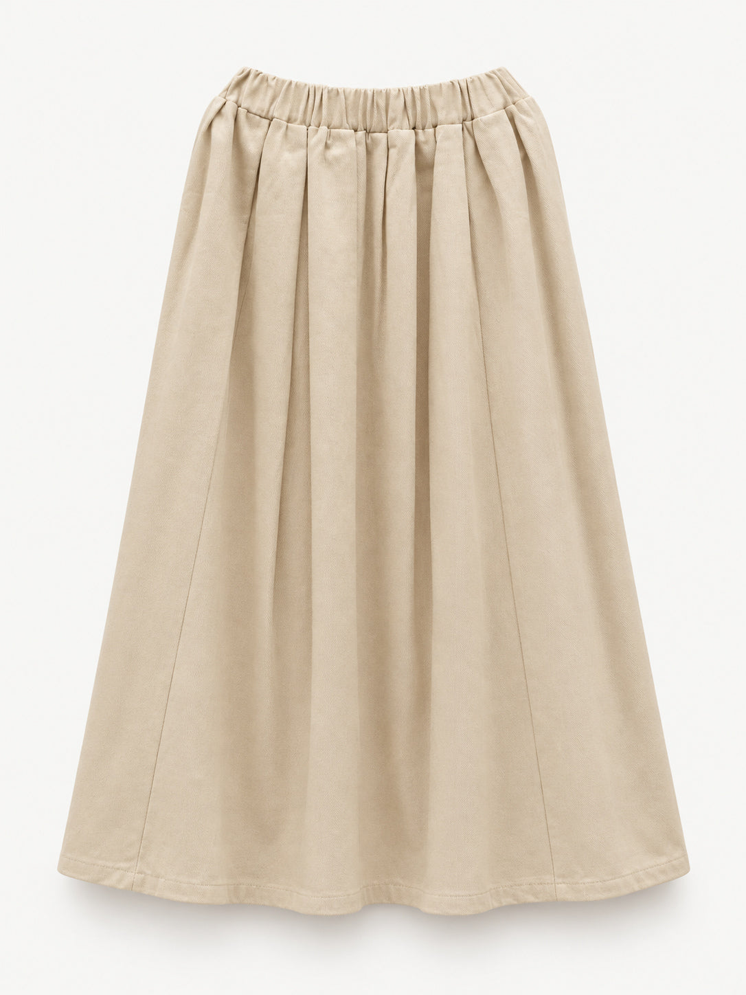 Full back view of cream winter skirt